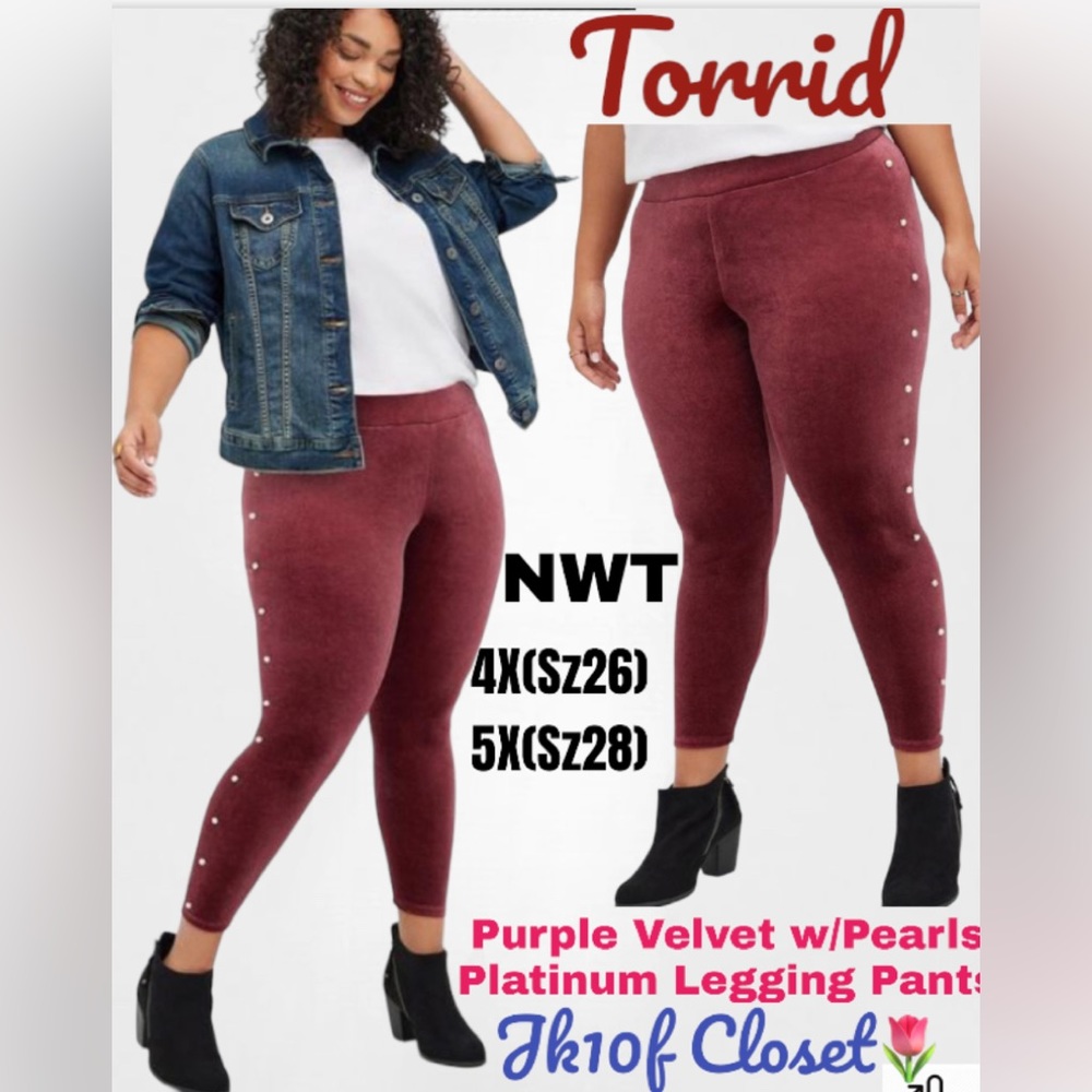 LOWEST🌹NWT Torrid 4X or 5X PEARL SIDES VELVET LEGGING PANTS